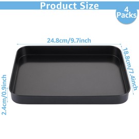 ZOFUN 4 Pcs Small Baking Tray Non Stick, 248 x 188 x 24 mm Carbon Steel Roasting Tray for Oven, Rectangle Deep Oven Trays Dishwasher Safe, PFOA Free Roasting Oven Tray for Baking Cooking Food