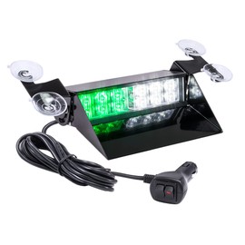 LAMPHUS SolarBlast SBWL26 12W GREEN WHITE LED Warning Strobe Dash Light [32 Flash Modes] [Adjustable Angle] [Suction Cups] Flashing Emergency Dash Windshield Light for Volunteer Firefighter