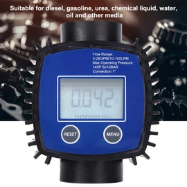 Water Flow Meter, Digital Display Fuel Transfer Flowmeter, Easy Installation Inline Flowmeter for Various Liquids