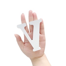 HANWER Unfinished Wooden Letters for Crafts, 4 Inch White Alphabet Marquee Letters, Wood Letters for Home and Party Wall Decor (Letter V)