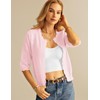 GRACE KARIN Pink Cardigan for Women 3/4 Short Sleeve Cropped