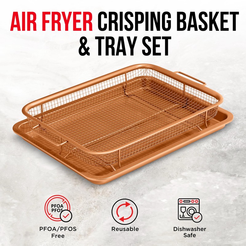 Bakken Swiss 2-in-1 Air Fryer Tray – Nonstick Copper Crisper