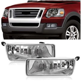 HECASA Fog Light Pair Compatible with 2006-2010 Ford Explorer/Explorer Sport Trac Halogen Fog Lamp w/Bulbs Replacement for FO2594100 FO2595100 6L2Z15201AA 6L2Z15200AA Clear Lens Left & Right