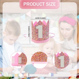 JEKUGOT 1st Birthday Hat Baby Girl First Birthday Pink Birthday Crown Baby 1st Theme Birthday Party Birthday Hat