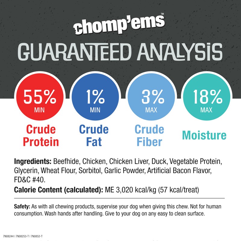 CHOMP 'EMS Five Flavor Kabobs Dog Treats - Beefhide Chewstick