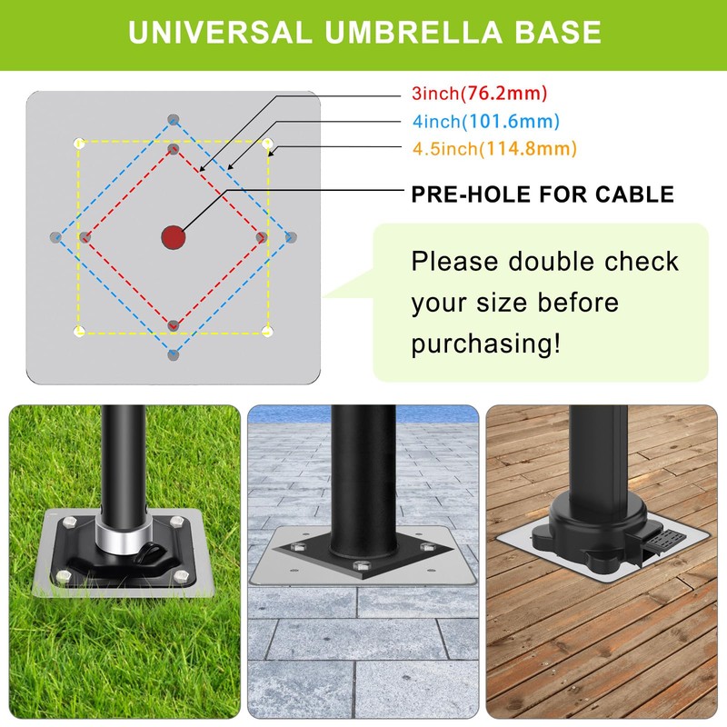 Lifeswell Universal In-Ground Umbrella Base, Rust-Resistant Steel Concrete Holder, Space-Saving