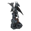 Gargantuan Stone Dragon Guarding Medieval Castle On Mountain Steppes Figurine