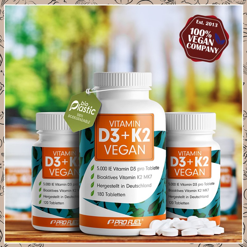 Vitamin D3 K2 Vegan - 360 Tablets with 5000 IU