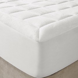 Madison Park Waterproof Mattress Protector, Cloud Soft Plush Mattress Cover, Overfilled Mattress Pad, Fitted Pocket Fits Up to 18 Inch, Machine Washable Bed Cover, White Cal King