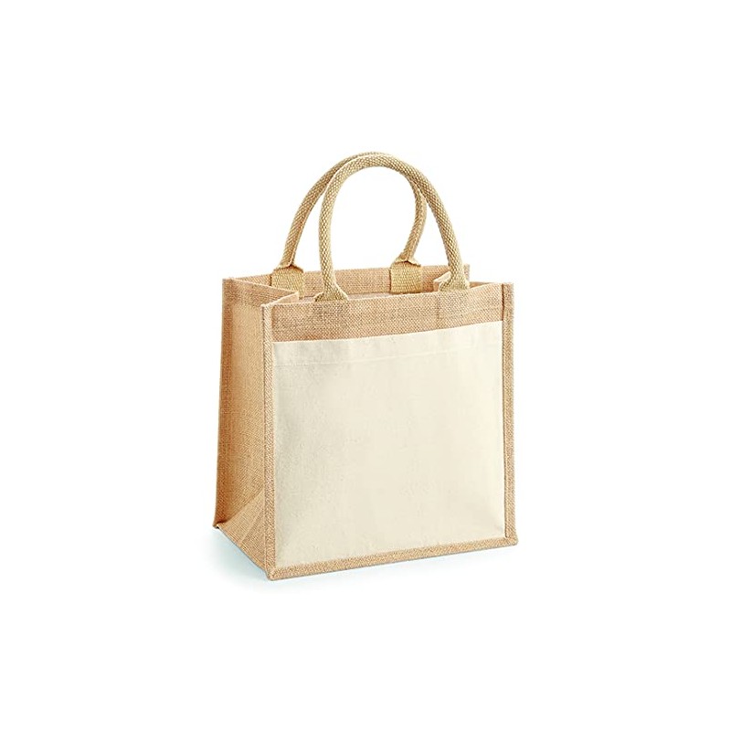 Westford Mill W426 Cotton Pocket Jute Midi Tote Bag