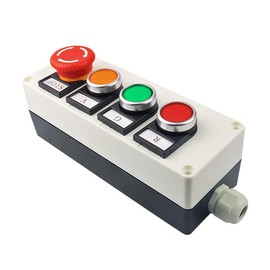 Nxtop Red Yellow Green Momentary Switch, Red Mushroom Emergency Stop 1NC 1NO Latching Push Button Station Switch Pushbutton Switches 440V 10A