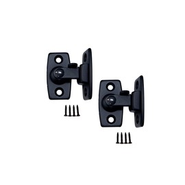 QCAA Heavy Forged Solid Brass Door Latch, 90 Degree Right Angle Door Latch Buckle for Doors & Windows, Small, 1.75", Matte Black, 2 Pack, Made in Taiwan