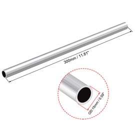 sourcing map 6063 Aluminum Round Tube, 300mm Length 15mm OD 12mm Inner Dia Seamless Aluminum Straight Tubing