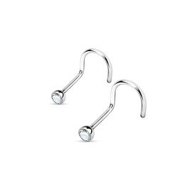 Twilight London 2 PACK Implant Grade Bezel Set Crystal Nose Screws, 2mm and 2.5mm Designs, Hypoallergenic Newly Pierced Safe, Perfect for Men or Women