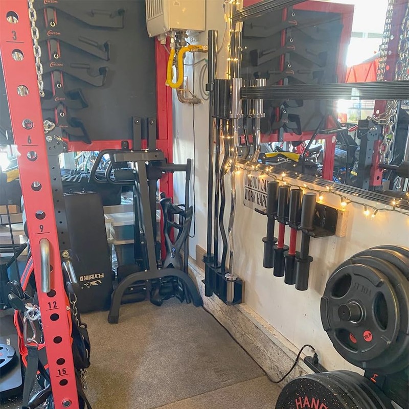 Luwint Barbell Holder Wall Mount, 4 Olympic Bar Storage Stand