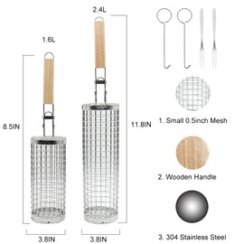 Upgraded Nesting Grill Basket Set, 2 Pcs Vegetable Grilling Basket for Outdoor Grill, Stainless Steel Grill BBQ Accessories for Camping Cooking, Grilling gifts for Men Father Husband