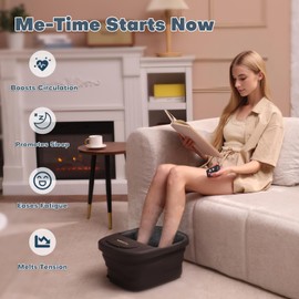 Aqvesane Collapsible Foot Bath, Foot Spa Bath Massager with Heat, Bubble, Remote Control, Temperature Control, 3 Pedicure Attachments, Feet Soaking Tub for Stress Relief