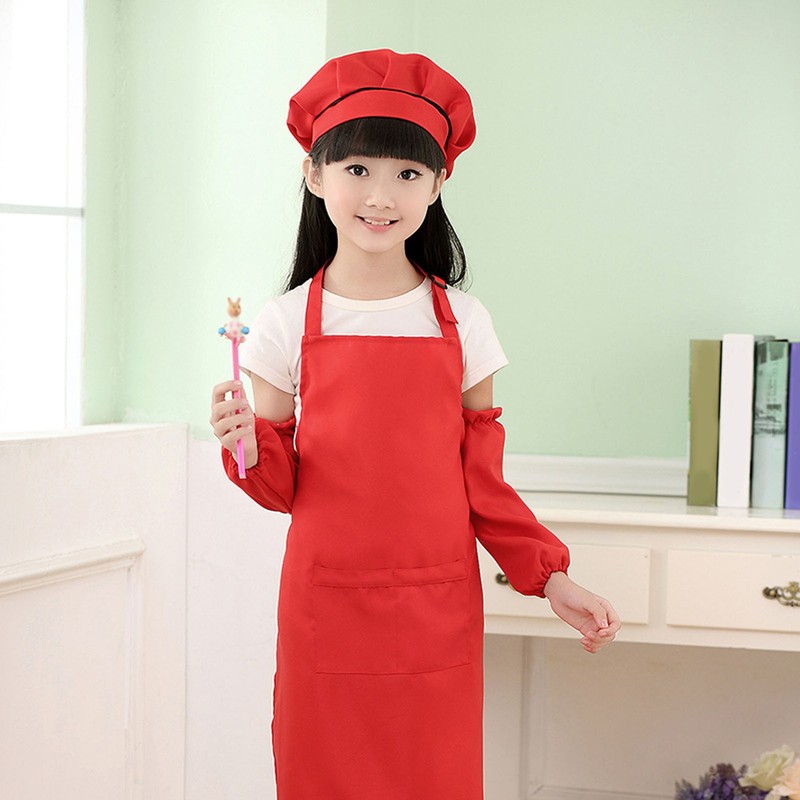 3 Set Kids Apron and Chef Hat Red Black White