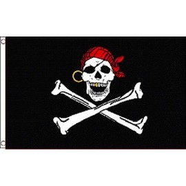 K's Novelties 3x5 Jolly Roger Pirate Gold Teeth 5' x 3' Skull Skeleton Pirate Includes 2 Flag Clips