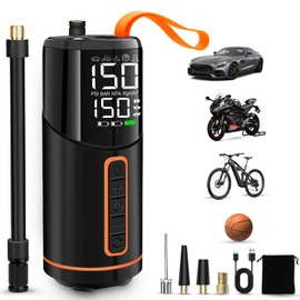 Dictien 150 PSI Electric Bike Pump,7000mAh Cordless Tyre Inflator Air Compressor,Tigital Tyre Inflator with Auto Shut-Off & LED Light - Portable Tyre Inflator for Cars, Bikes, Motorcycle