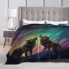 Wolf Blanket Wolf Northern Lights Decor Throw Blanket Wolf Blanket
