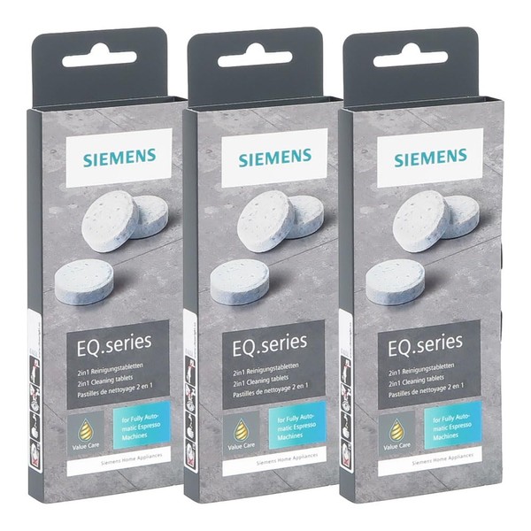 Siemens TZ80001 Cleaning Tablets for Fully Automatic Coffee Machines, Pack of 3 x 10