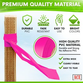 ACE Supply Pink Flagging Tape 12 Pack - Non-Adhesive Survey Tape - 1-3/16 Inch Width, 150 Ft Length, 2 Mil - Tree Marking Ribbon, Surveyors Ribbon