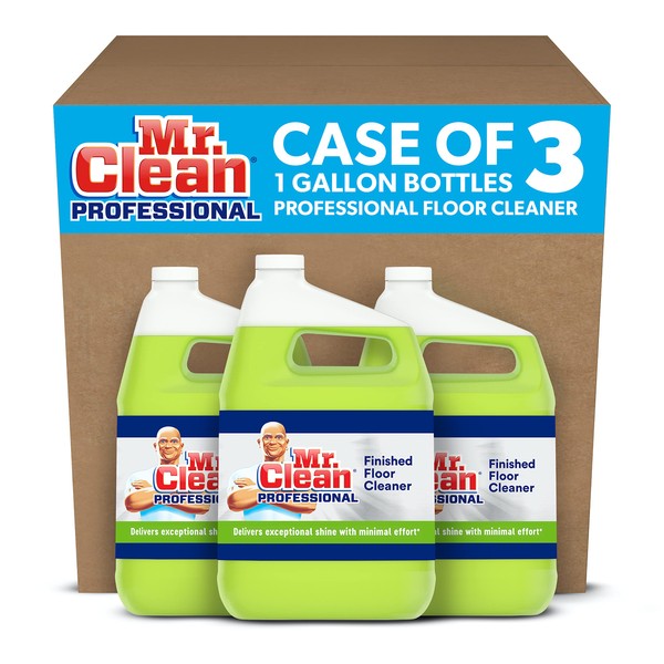 P&G Professional Floor Cleaner from Mr. Clean Professional, Bulk Liquid Concentrate for Hardwood, Tile, or Terrazzo Floors, Commercial Use, Lemon Scent, 1 Gal. (Case of 3)