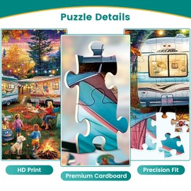 300 Piece Puzzle for Adults,Fall RV Camping Puzzle for Kids Adult Seniors,Fun Outdoor Bonfire Party Jigsaw Puzzle for Kids Ages 8-10 10-12,Challenging Family Game Gift for Friends Men Women,20.5*15 In