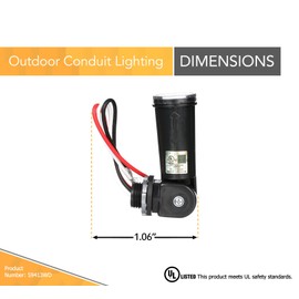 Woods 59413 59413WD Outdoor Conduit Lighting Control With Photocell and Swivel Mount (Hardwired; Black); 1 Count (Pack of 1)