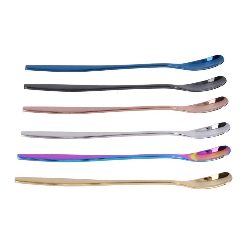 6PCS Coffee Spoon Stainless Steel Mixing Spoon Thickened Long Handle