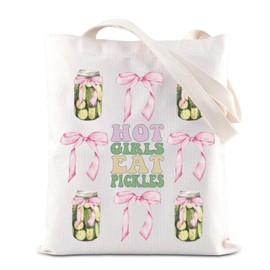 Pickle Lover Gift Hot Girls Eat Picket Tote Pickle Cucumber Girl Shoulder Bag Pickle Girl Handbag Canning Enthusiasts Gift (EAT PICKLE CA)