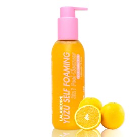 LALARECIPE- Limpiador facial espumoso 3 en 1 con yuzu  Desmaquillador y limpiador facial exfoliante que aclara los poros  AHA BHA                     