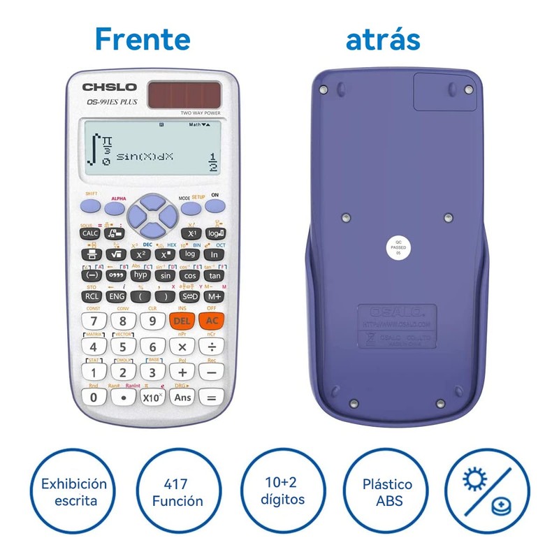 MOXIMX Calculadora Científica, 991ES Plus-417 Funciones, Scientific Calculators, Plata