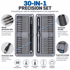 30-in-1 Precision Screwdriver Set for Electronics Repair – Extended Multi-Bit Tool Kit for Phones, PCs & Small Devices