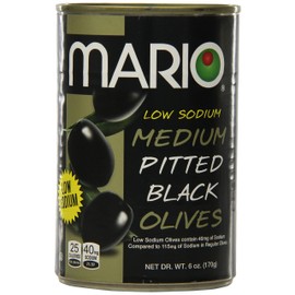 Mario Camacho Foods Low Sodium Black Olives, Medium Pitted, 6.0 Ounce (Pack of 12)