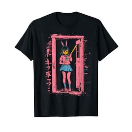 Creepy Girl Bunny Grunge Slasher Pastel Goth Anime Horror T-Shirt