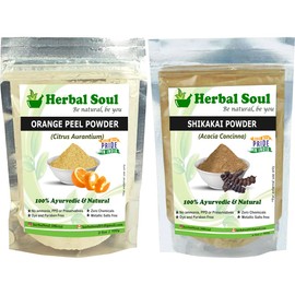 Herbal Soul Combo of Shikakai Powder (100g) + Orange Peel Powder (100g) for DIY Face Packs, 200g