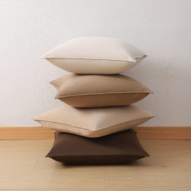 WEMEON Velvet Throw Pillow Covers 16x16 Set of 4,Solid Color Pillows Soft Decorative Square Couch Pillow Covers,Mix and Match Home Decor for Sofa Bedroom Car Couch (Brown/Beige)