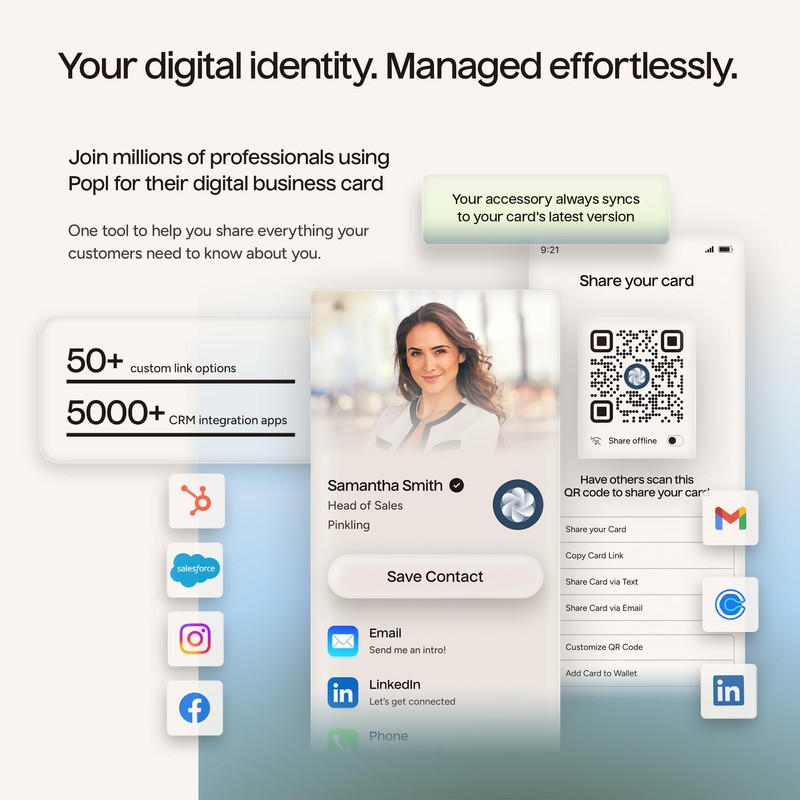 Popl PhoneCard™ Thin - Digital Business Card for Back of