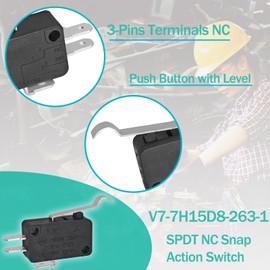 V7-7H15D8-263-1 Micro Switch (Pack of 8) - SPDT Roller Lever Snap Action Switch Compatible with Honeywell - Industrial-Grade Replacement