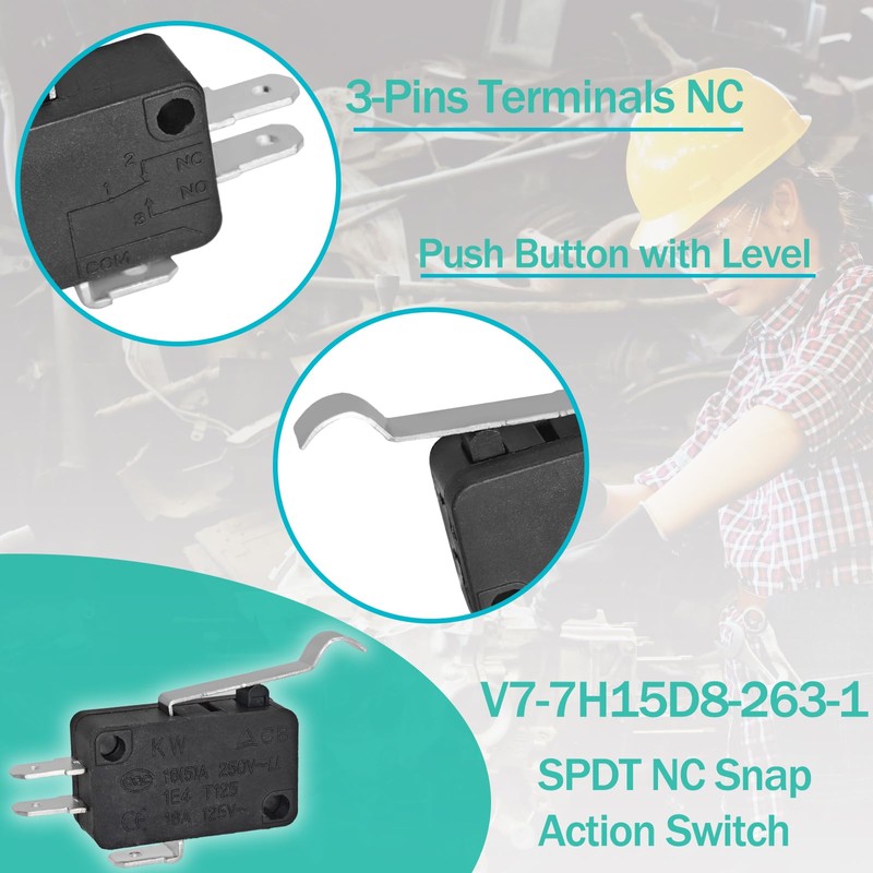 V7-7H15D8-263-1 Micro Switch (Pack of 8) - SPDT Roller Lever