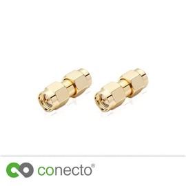 Conecto SMA Adapter Coupler to Male with Pin Gold-Plated Set of 2 - For Connecting Female to Male