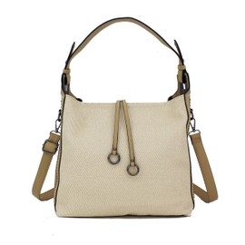 Lowille Designer Soft Leather Textured Large Capacity Shoulder Bag Trendy Crossbody Handbag For Women Bag Hobo Tote Purse (Beige)