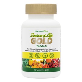 Nature's Plus NaturesPlus Source of Life Gold Tablets - Plant Based Multivitamin and Mineral Supplement with Superfoods - Vegetarian, Gluten Free - 90 Tablets