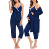 SWOMOG Maternity Nursing Robe Set 3 PCS Breastfeeding Pajamas Set