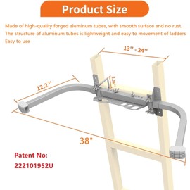 Aluminum Ladder Stabilizer, Heavy Duty Extended Ladder Accessories for Roof Gutter Guard Cleaning with Tool Tray, Ladder Stand-Off Wing Span with Non-Slip Rubber Bottom Pad