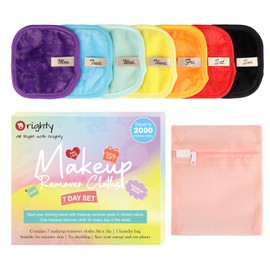 Orighty Makeup Remover Cloths 7-Day Set, Premium & Reusable Makeup Remover Pads, Erase Make-up With Just Water, Make-up Set For Eyes, Lips, Foundation and more, Ideal Choice For Women (Rainbow)