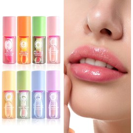 7PCS Mini Set de aceite de labios, Cambio de brillo labial, bálsamo hidratante profundo, sabor frutado, brillo transparente y no pegajoso, cuidado de labios multipropósito