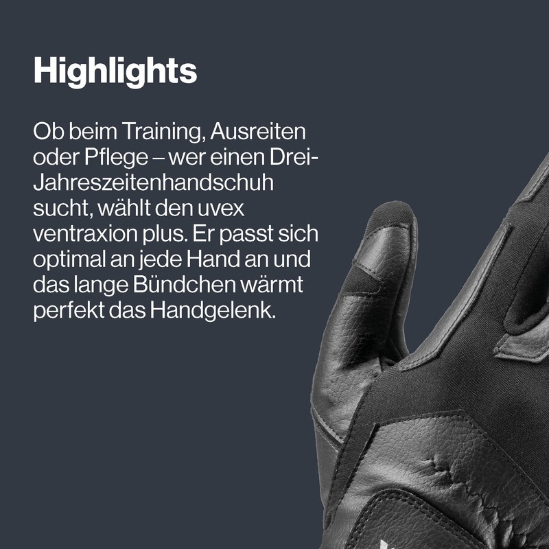 Uvex Ventraxion Plus Riding Gloves, Black, 7-8